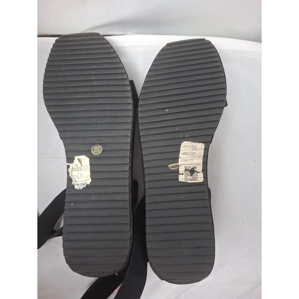 ASOS DESIGN black Ankle Strap Sandals Size 8 W